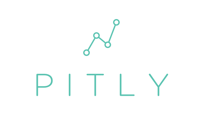 Pitly logo - teal pixelated design with upward trending graph icon